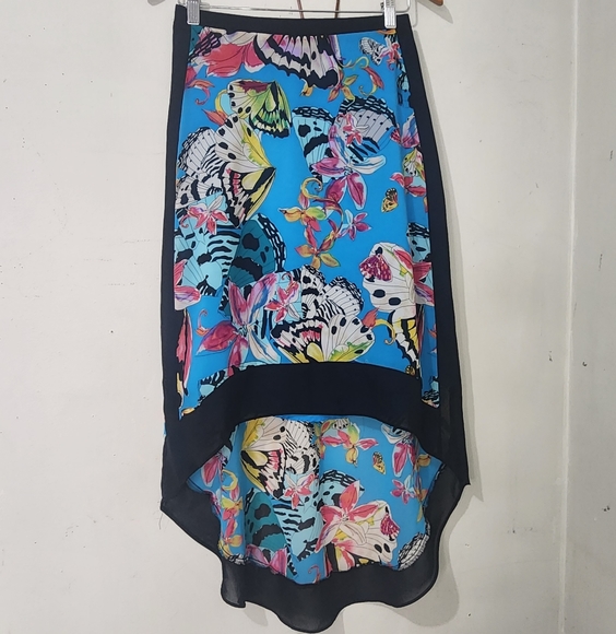 Blue Butterfly Print Sheee Overlay Skirt - Picture 2 of 11